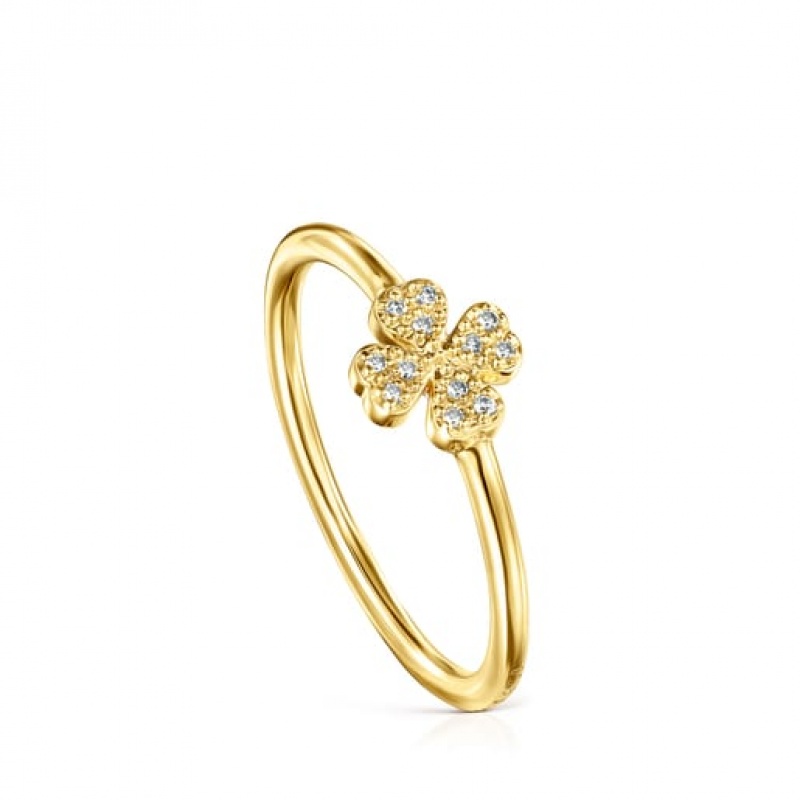 Tous Good Vibes With Diamonds Cl Motif Ring Gold | Österreich-HIQUKZ793