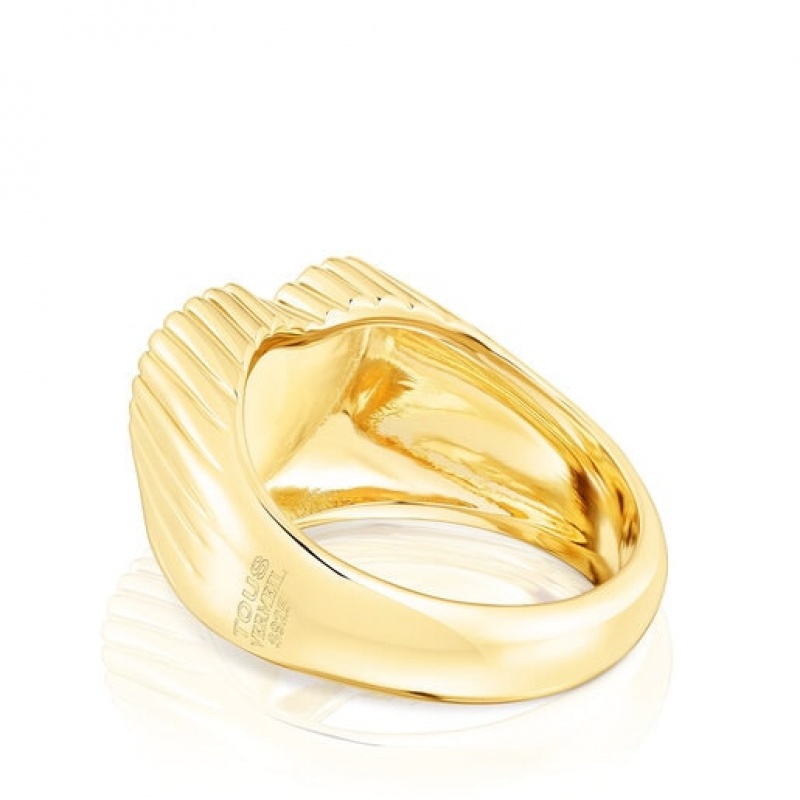 Tous Heart Signet With Rhodolite Iris Motif Ring Gold | Österreich-MHJIUQ659