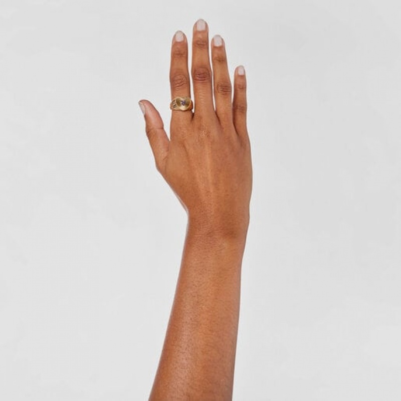 Tous Heart Signet With Rhodolite Iris Motif Ring Gold | Österreich-MHJIUQ659