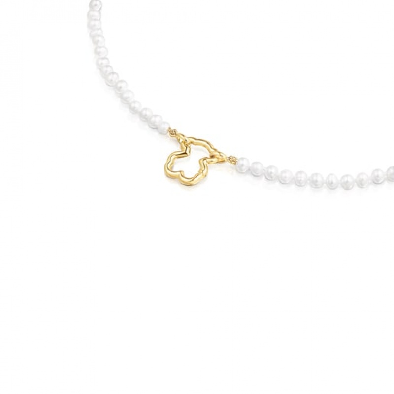 Tous Hold Bear With Pearls Halskette Silber | Österreich-HYVMDW841