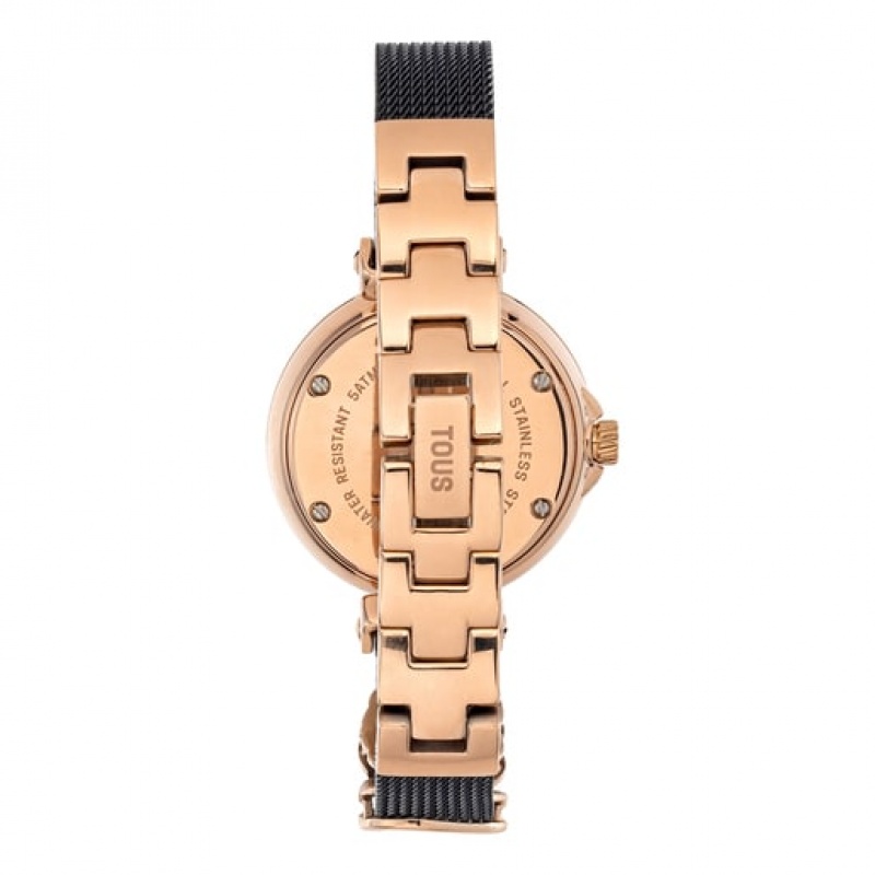 Tous Icon Charms Analogue With Steel Iprg Steel Bracelet Uhren Schwarz Rosa Gold | Österreich-TVHWLA148