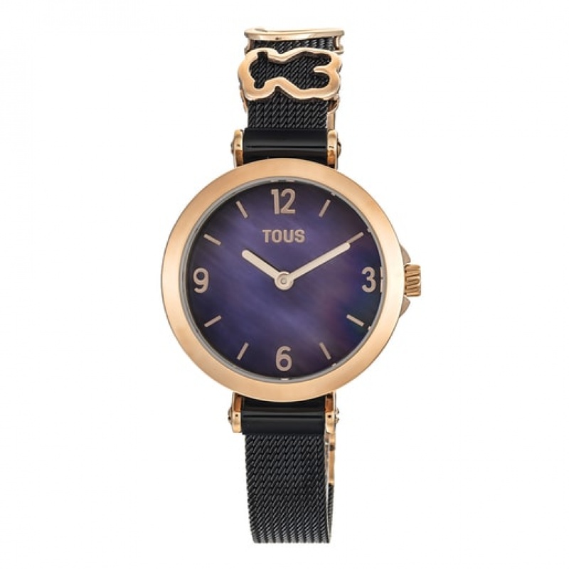 Tous Icon Charms Analogue With Steel Iprg Steel Bracelet Uhren Schwarz Rosa Gold | Österreich-TVHWLA148