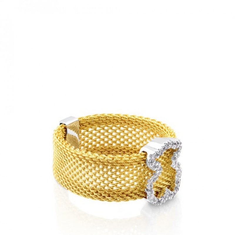 Tous Icon Mesh With Diamonds Ring Gold | Österreich-CVHZNQ426