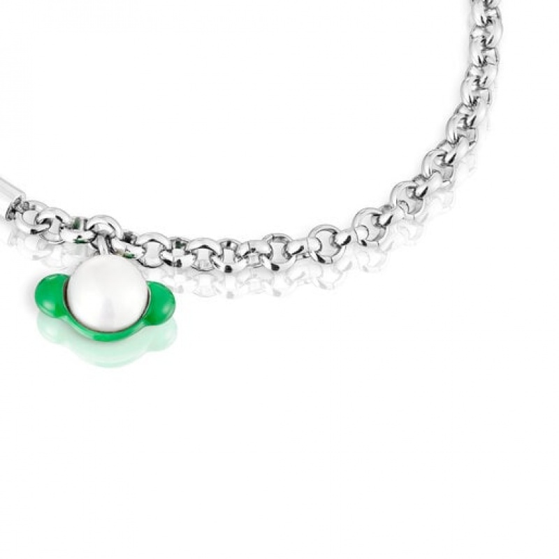 Tous Instint Elastic With Steel Cultured Pearl Armband Silber Lila | Österreich-ZUSWAX681