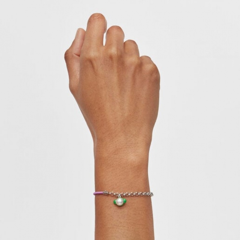 Tous Instint Elastic With Steel Cultured Pearl Armband Silber Lila | Österreich-ZUSWAX681
