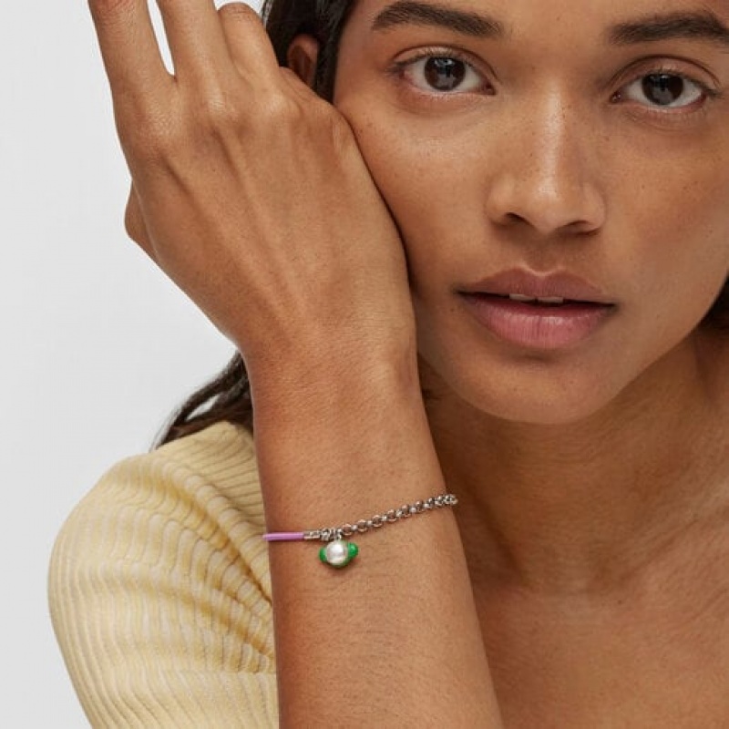 Tous Instint Elastic With Steel Cultured Pearl Armband Silber Lila | Österreich-ZUSWAX681