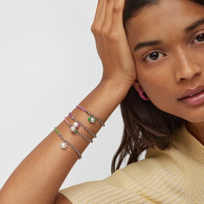 Tous Instint Elastic With Steel Cultured Pearl Armband Silber Lila | Österreich-ZUSWAX681