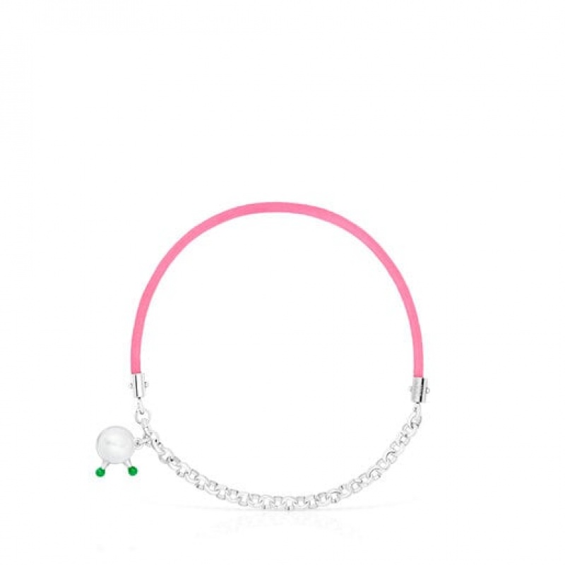 Tous Instint Fuchsia Elastic With Steel Cultured Pearl Armband Silber Rosa | Österreich-ARXZJV840