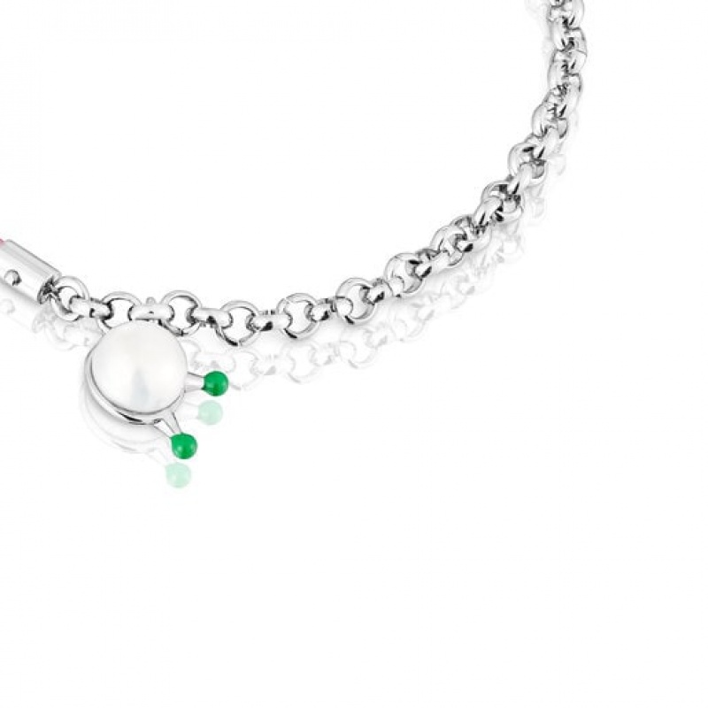 Tous Instint Fuchsia Elastic With Steel Cultured Pearl Armband Silber Rosa | Österreich-ARXZJV840