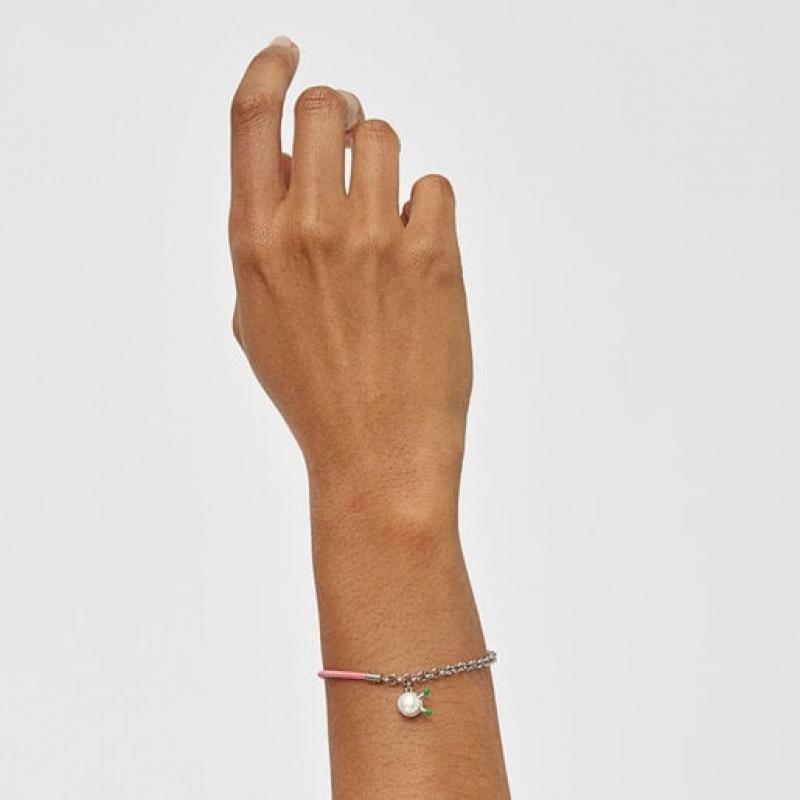 Tous Instint Fuchsia Elastic With Steel Cultured Pearl Armband Silber Rosa | Österreich-ARXZJV840