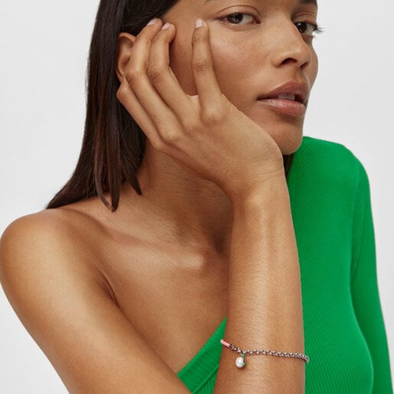 Tous Instint Fuchsia Elastic With Steel Cultured Pearl Armband Silber Rosa | Österreich-ARXZJV840
