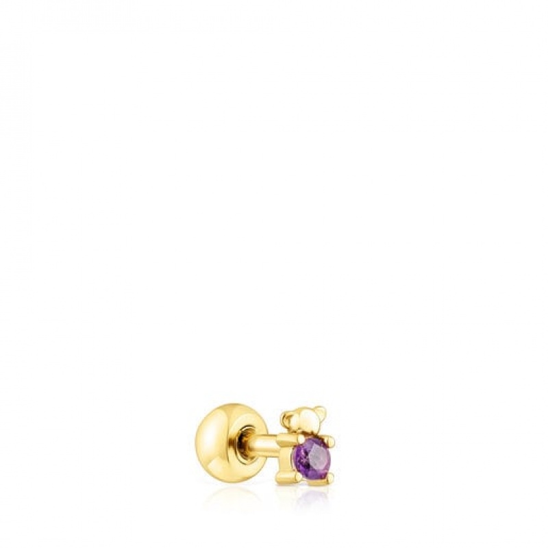 Tous Ip steel Amethyst New motif Bear Ohrringe Gold | Österreich-KHTLEM041