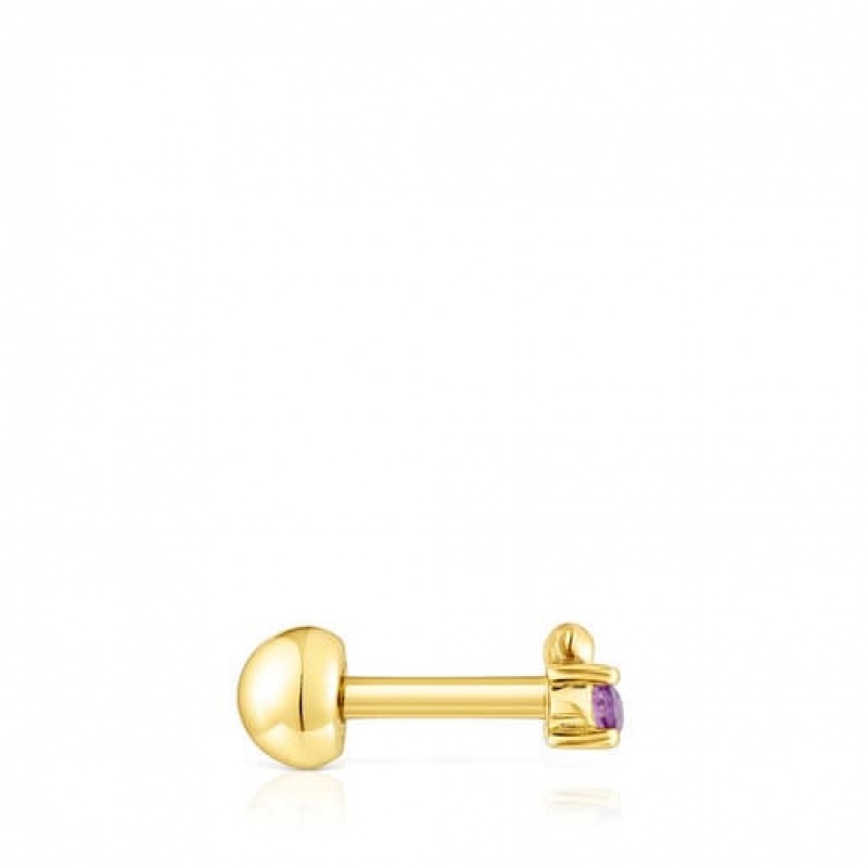 Tous Ip steel Amethyst New motif Bear Ohrringe Gold | Österreich-KHTLEM041