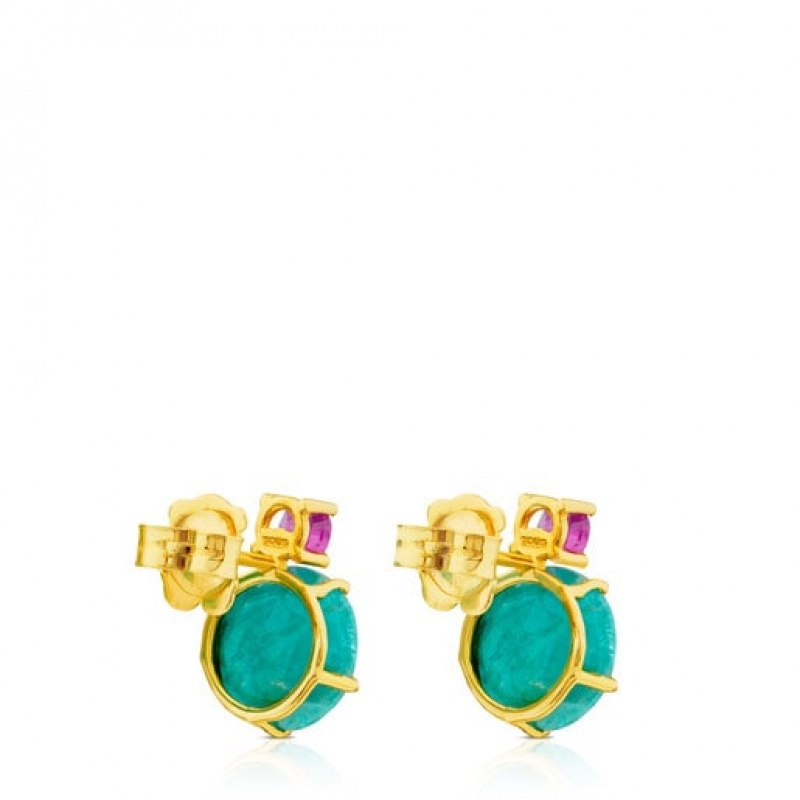 Tous Ivette With Amazonite Ruby Ohrringe Gold | Österreich-XZPYGB623