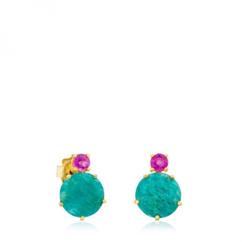 Tous Ivette With Amazonite Ruby Ohrringe Gold | Österreich-XZPYGB623
