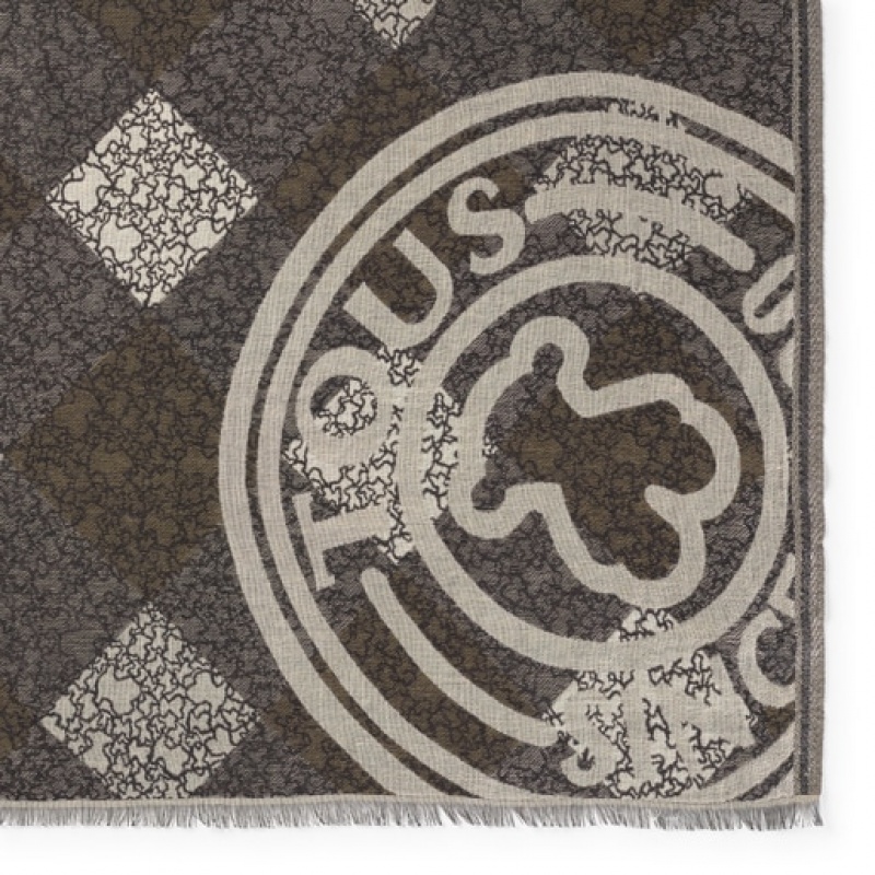Tous Jacquard Kaos Mini Stamp Schal Dunkelgrau Khaki | Österreich-QSYFGK519