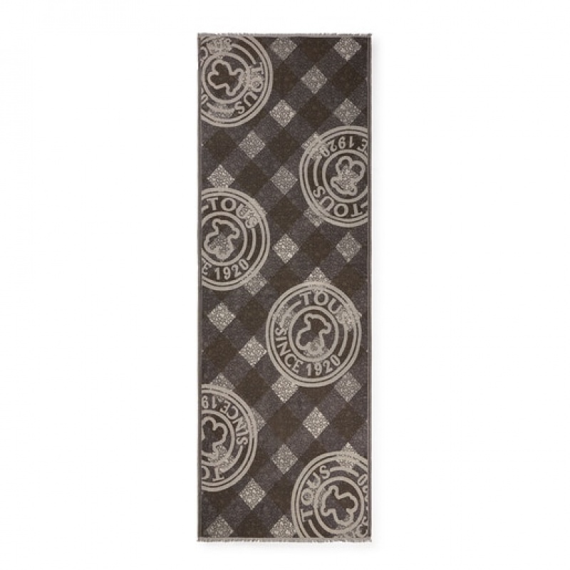 Tous Jacquard Kaos Mini Stamp Schal Dunkelgrau Khaki | Österreich-QSYFGK519