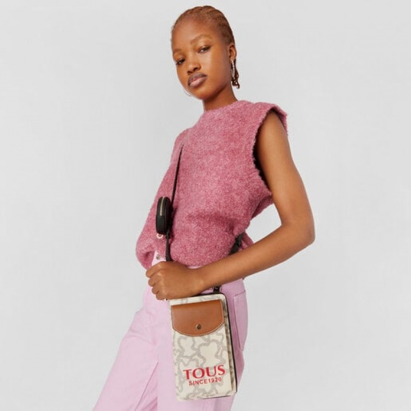 Tous Kaos Icon Hanging Phone Pouch With Geldbörse Weiß Rot | Österreich-PKSHIY178