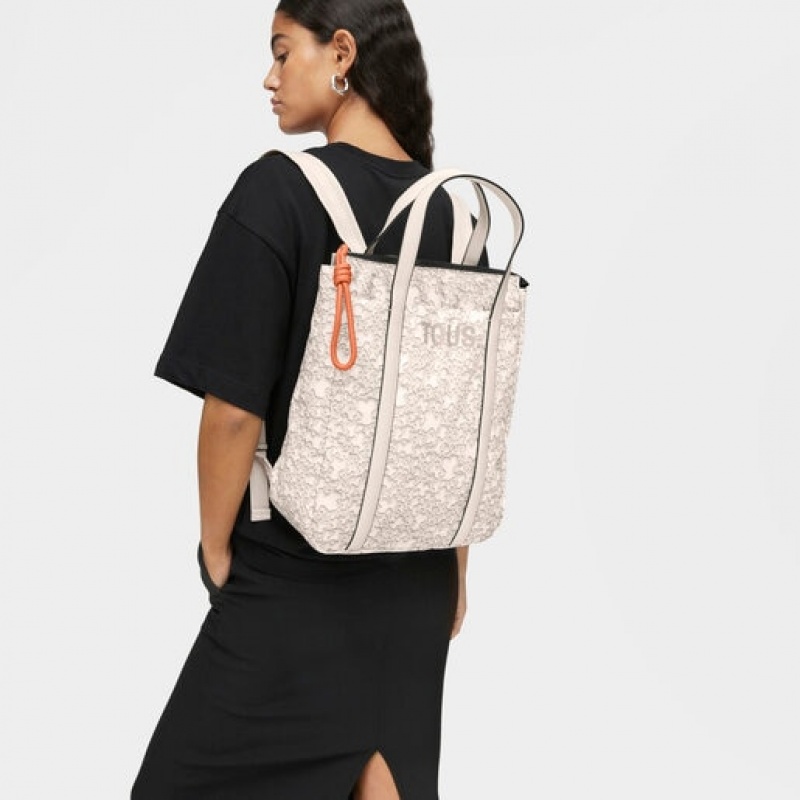 Tous Kaos Mini Evolution Nylon Rucksack Beige | Österreich-OKJWFL679