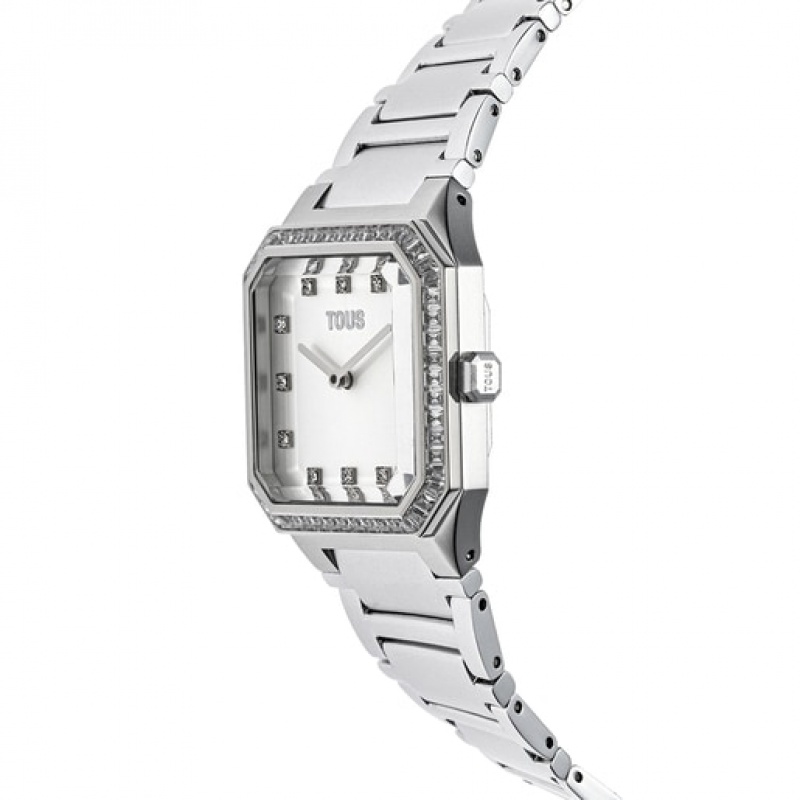 Tous Karat Squared Analogue With Aluminum Riemen Zirconias Uhren Silber | Österreich-FROVPD083