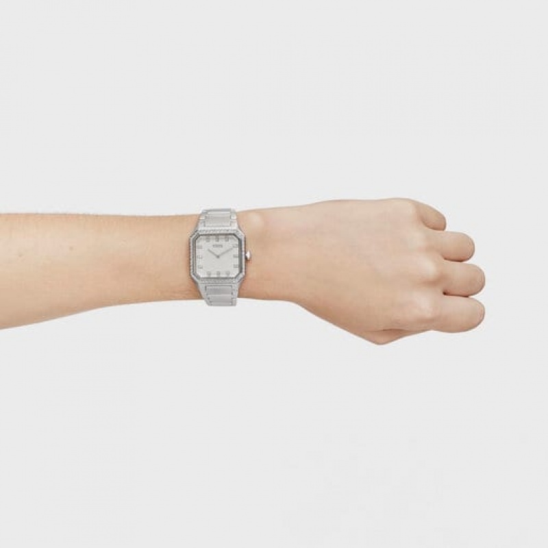 Tous Karat Squared Analogue With Aluminum Riemen Zirconias Uhren Silber | Österreich-FROVPD083