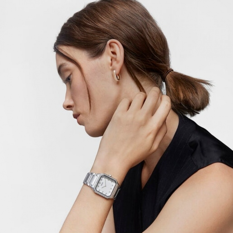 Tous Karat Squared Analogue With Aluminum Riemen Zirconias Uhren Silber | Österreich-FROVPD083