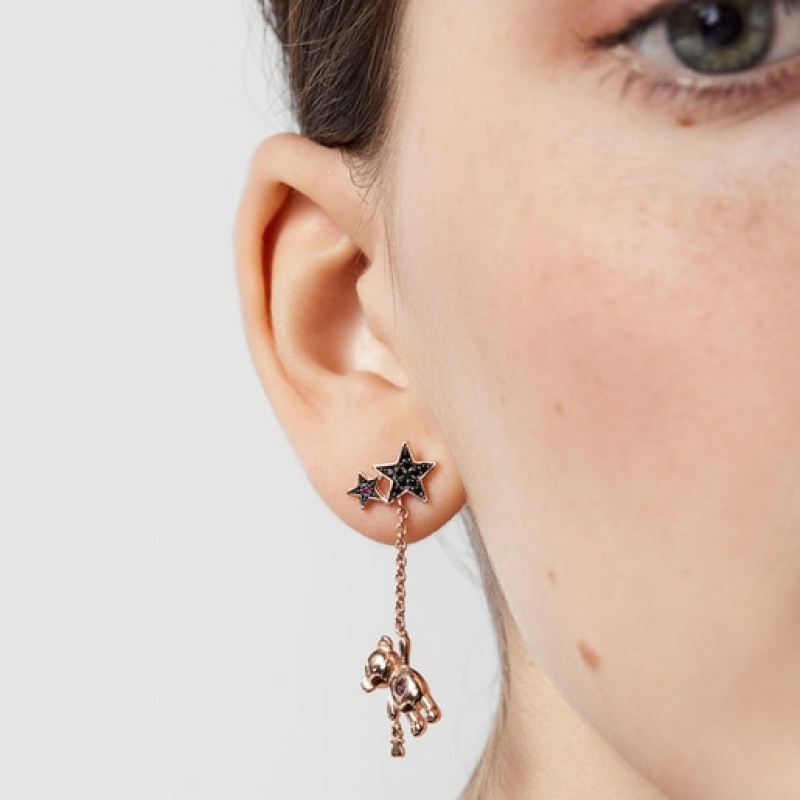 Tous Kurzes/Long Teddy Bear Stars With Spinel Ruby Ohrringe Rosa Gold | Österreich-CVSLGO401