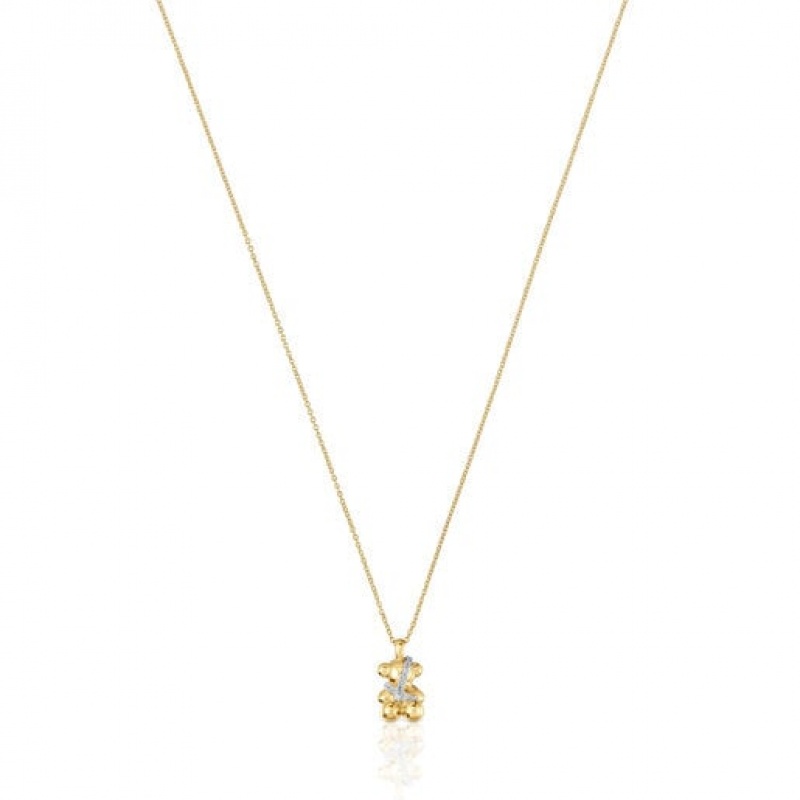Tous Kurzes Diamonds Bear Lligat Halskette Gold | Österreich-ZJFEHY938