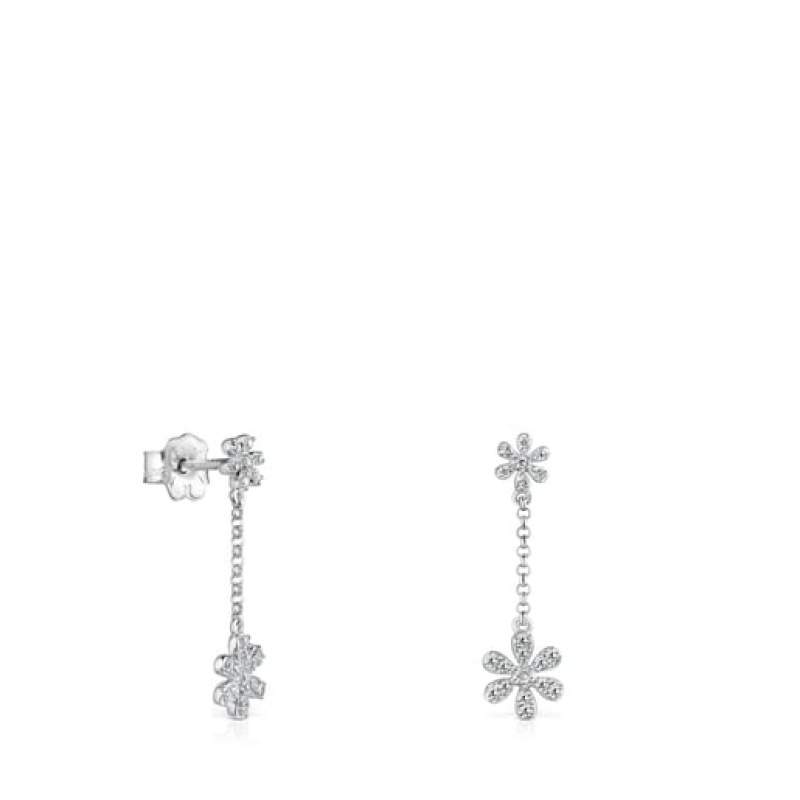 Tous Kurzes Diamonds Blume Ohrringe Silber | Österreich-XHNWVP348