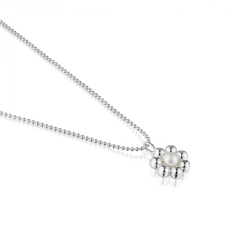 Tous Kurzes Flower Cultured Pearl Sugar Party Halskette Silber | Österreich-XGFCMP308
