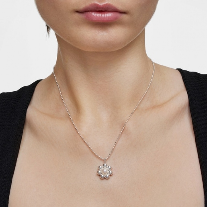 Tous Kurzes Flower Cultured Pearl Sugar Party Halskette Silber | Österreich-XGFCMP308