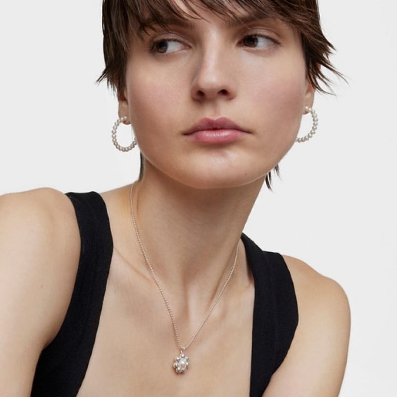 Tous Kurzes Flower Cultured Pearl Sugar Party Halskette Silber | Österreich-XGFCMP308