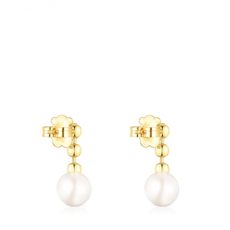 Tous Kurzes Gloss Ball With Pearl Ohrringe Gold | Österreich-OKCXAF786