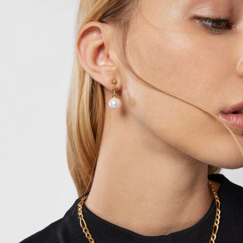 Tous Kurzes Gloss Ball With Pearl Ohrringe Gold | Österreich-OKCXAF786