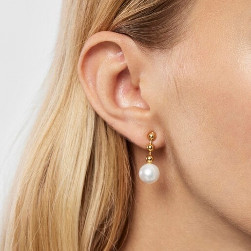 Tous Kurzes Gloss Ball With Pearl Ohrringe Gold | Österreich-OKCXAF786