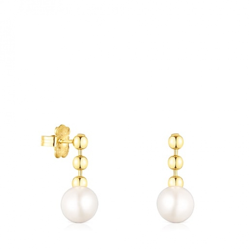 Tous Kurzes Gloss Ball With Pearl Ohrringe Gold | Österreich-OKCXAF786