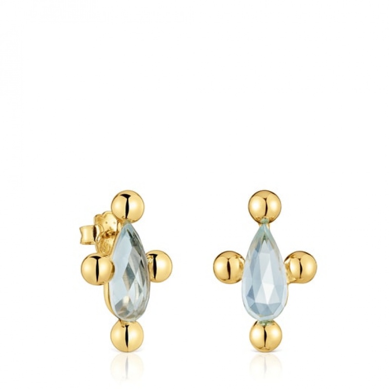 Tous Kurzes Heart With Topaz Sugar Party Ohrringe Gold | Österreich-IMBKXZ365