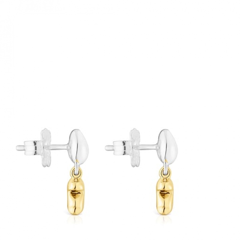 Tous Kurzes Two-tone Joy Bits With Bear Ohrringe Gold Silber | Österreich-WLXDHR057