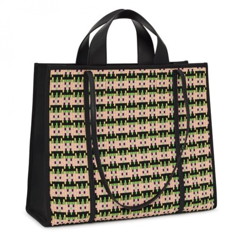 Tous Large Amaya Braided Handtasche Gelb Schwarz | Österreich-YDQGBW265