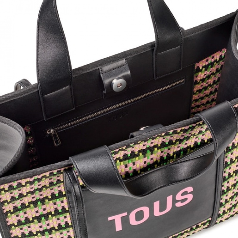 Tous Large Amaya Braided Handtasche Gelb Schwarz | Österreich-YDQGBW265