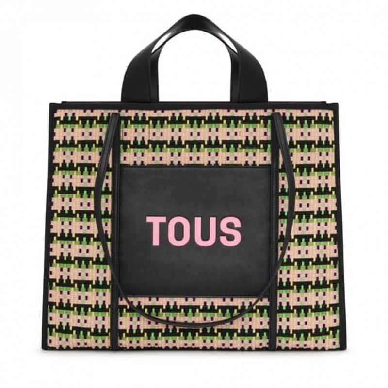 Tous Large Amaya Braided Handtasche Gelb Schwarz | Österreich-YDQGBW265