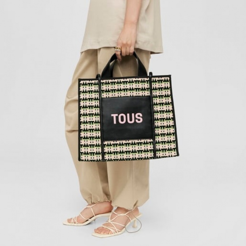 Tous Large Amaya Braided Handtasche Gelb Schwarz | Österreich-YDQGBW265