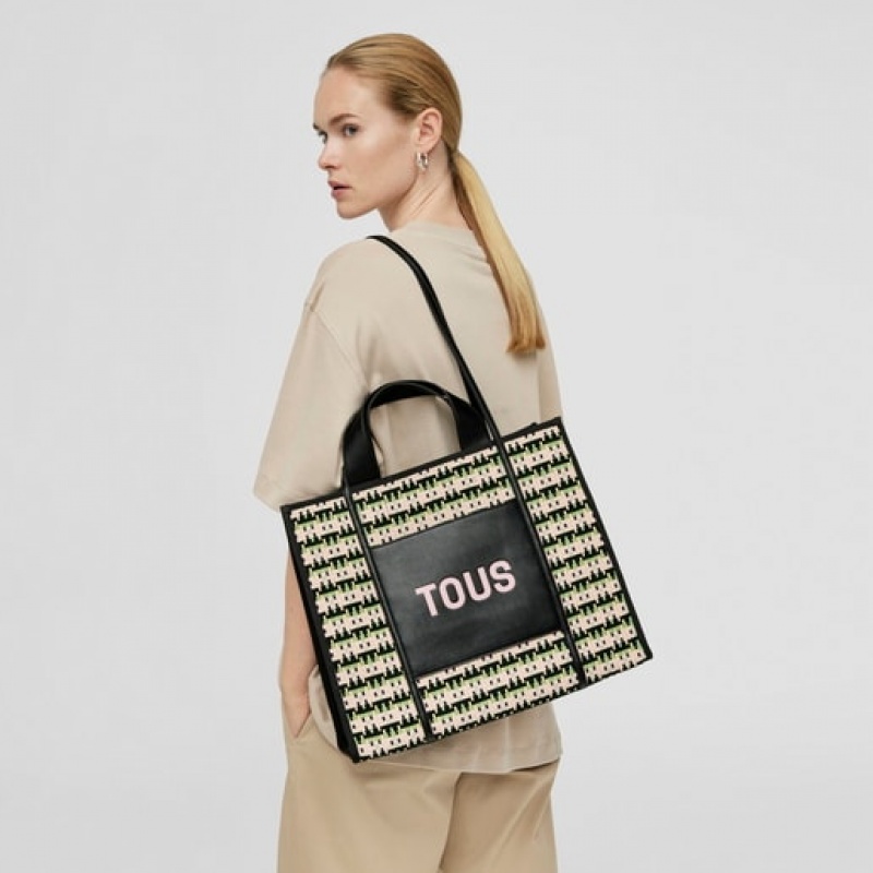 Tous Large Amaya Braided Handtasche Gelb Schwarz | Österreich-YDQGBW265