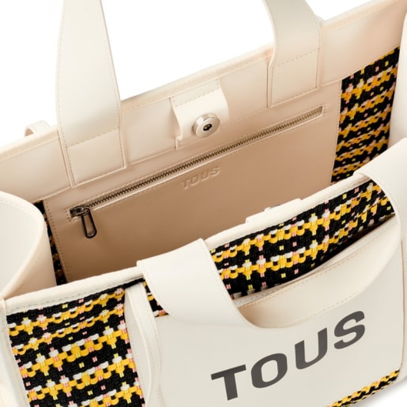 Tous Large Amaya Braided Handtasche Gelb Schwarz | Österreich-PGKOZA764