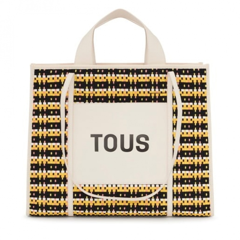 Tous Large Amaya Braided Handtasche Gelb Schwarz | Österreich-PGKOZA764