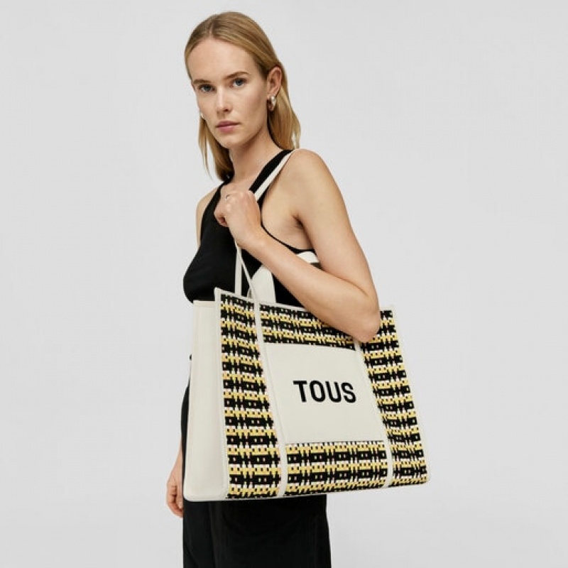 Tous Large Amaya Braided Handtasche Gelb Schwarz | Österreich-PGKOZA764