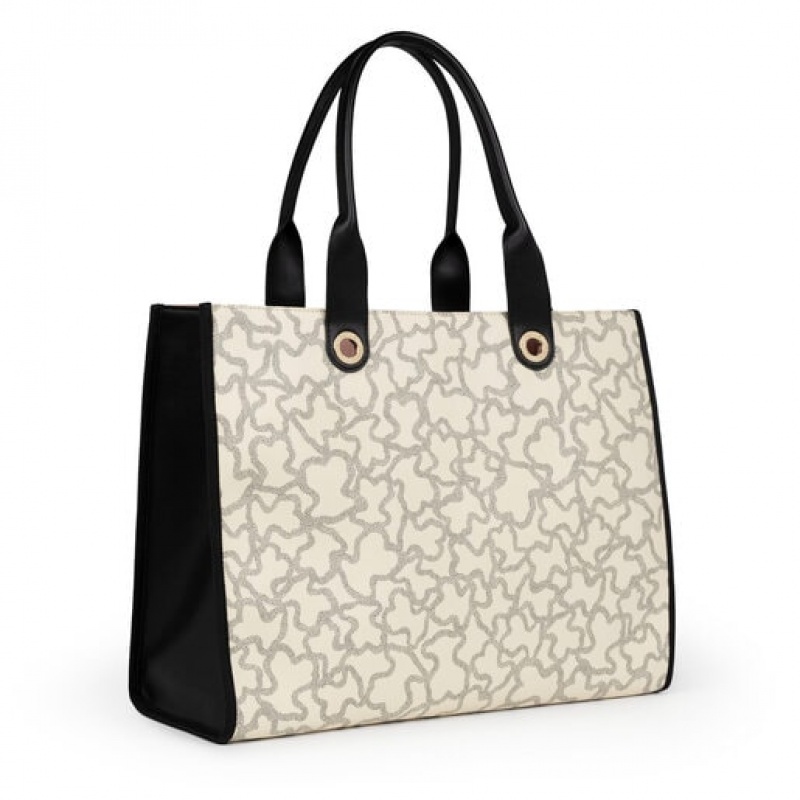 Tous Large Amaya Kaos Icon Handtasche Weiß Schwarz | Österreich-OXDNLH463