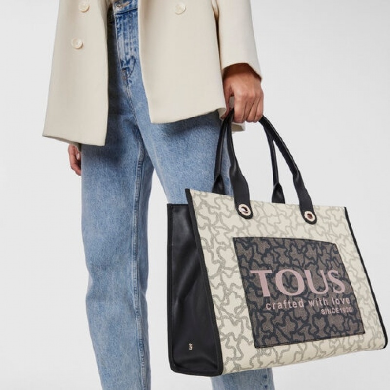 Tous Large Amaya Kaos Icon Handtasche Weiß Schwarz | Österreich-OXDNLH463