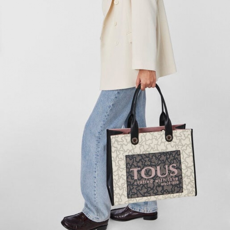 Tous Large Amaya Kaos Icon Handtasche Weiß Schwarz | Österreich-OXDNLH463