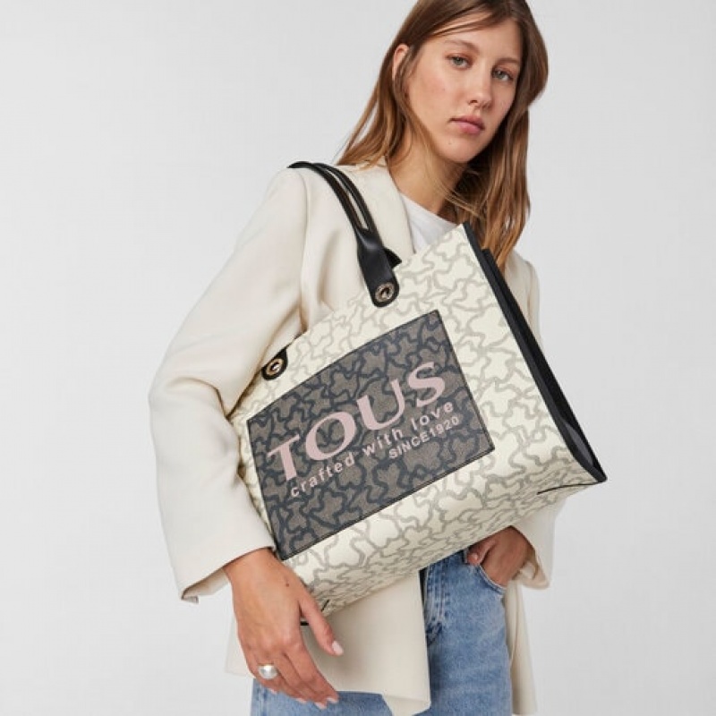 Tous Large Amaya Kaos Icon Handtasche Weiß Schwarz | Österreich-OXDNLH463